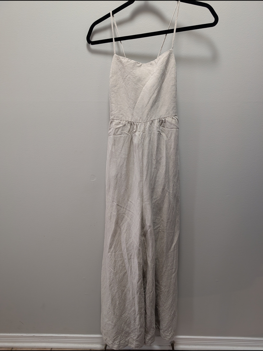 Oysho Linen Blend Jumpsuit With Open Back